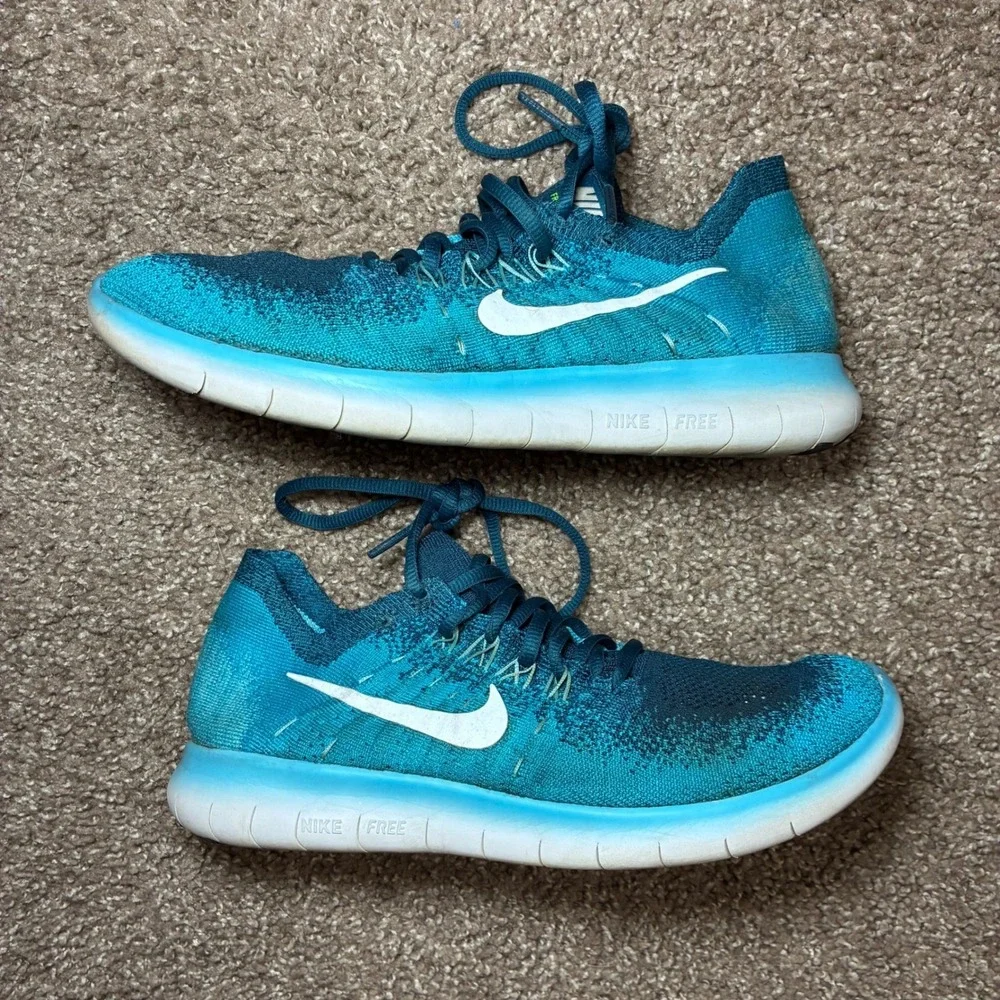 Nike Free RN Flyknit Running Shoes Men 7‎ Blue Lightweight Athletic 880843-400